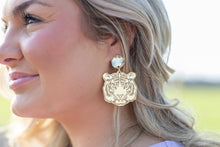 Load image into Gallery viewer, Gold Acrylic Tiger Head Earrings