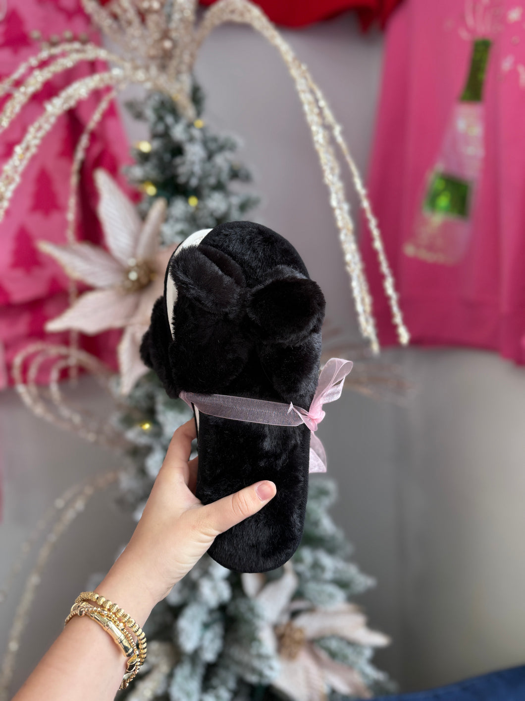 Bow Cozy Slipper-black