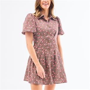 The Autumn Flirt Mini Dress-Floral