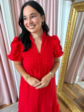 Load image into Gallery viewer, The Eyelet of My Dreams Midi Dress-Red