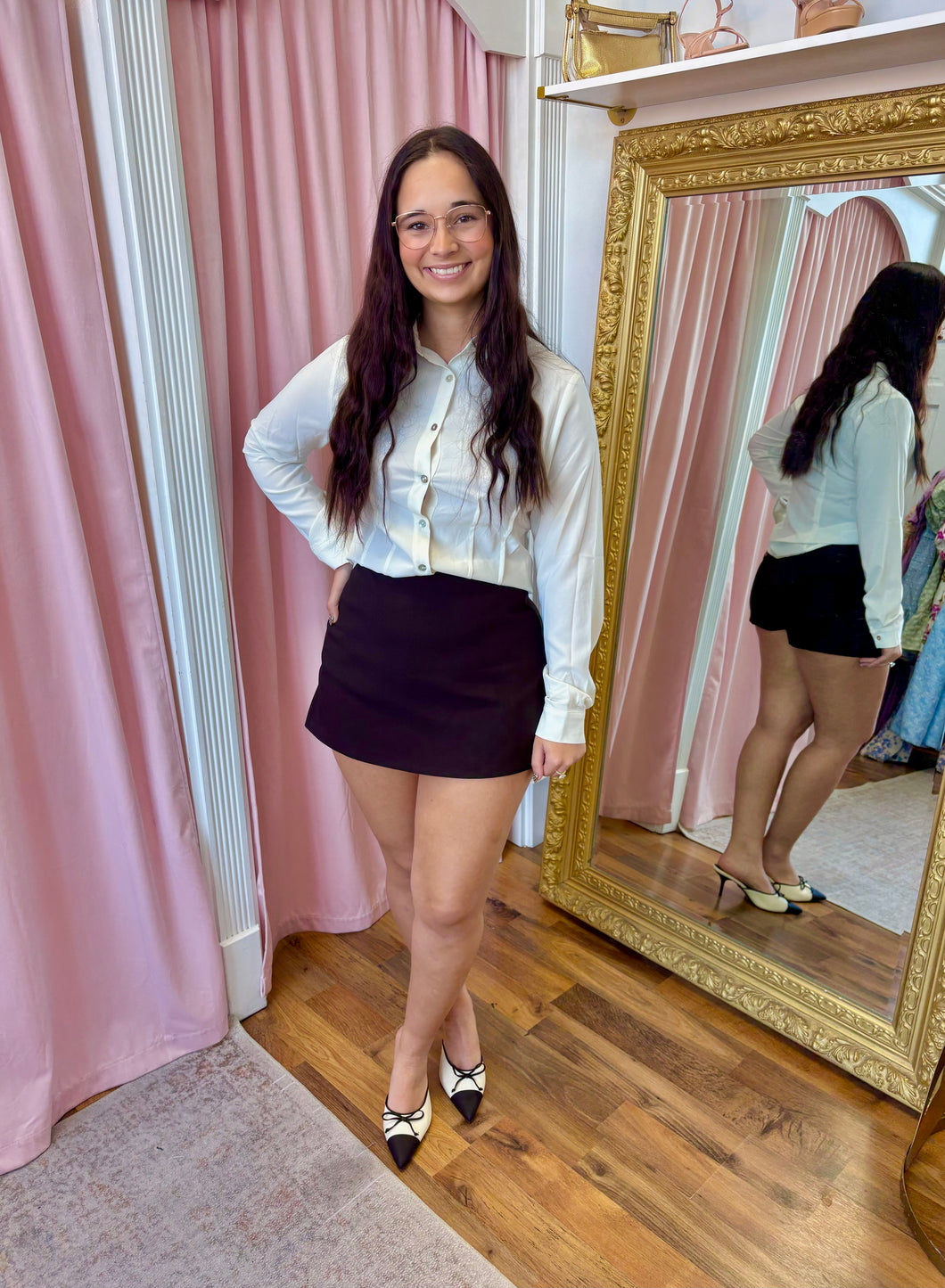 The Tailored Elegance Long Sleeve Top - Cream