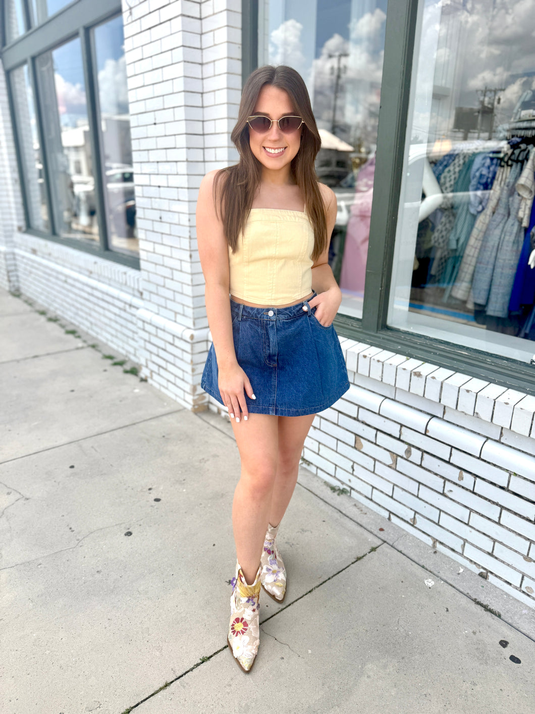 The Soft Edge Denim Crop Top