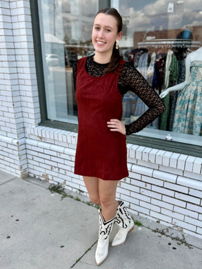Cranberry Kiss Suede Mini Dress