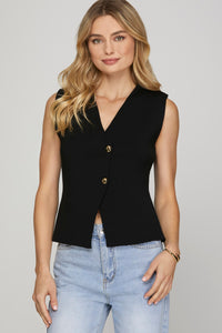 Glam in the Details Vest-Black