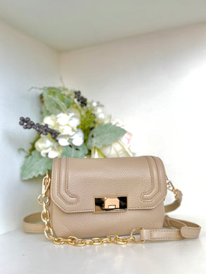 Detailed Snap Crossbody Bag-Taupe