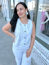 Load image into Gallery viewer, Coastal Blooms Eyelet Top