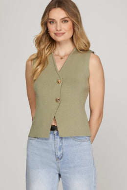 Glam in the Details Vest-Olive