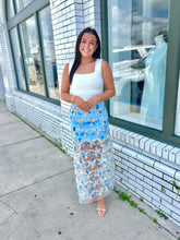 Load image into Gallery viewer, Garden Party Midi Skirt-Blue