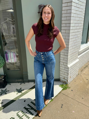 Chic n Basic Mock Neck-Wine