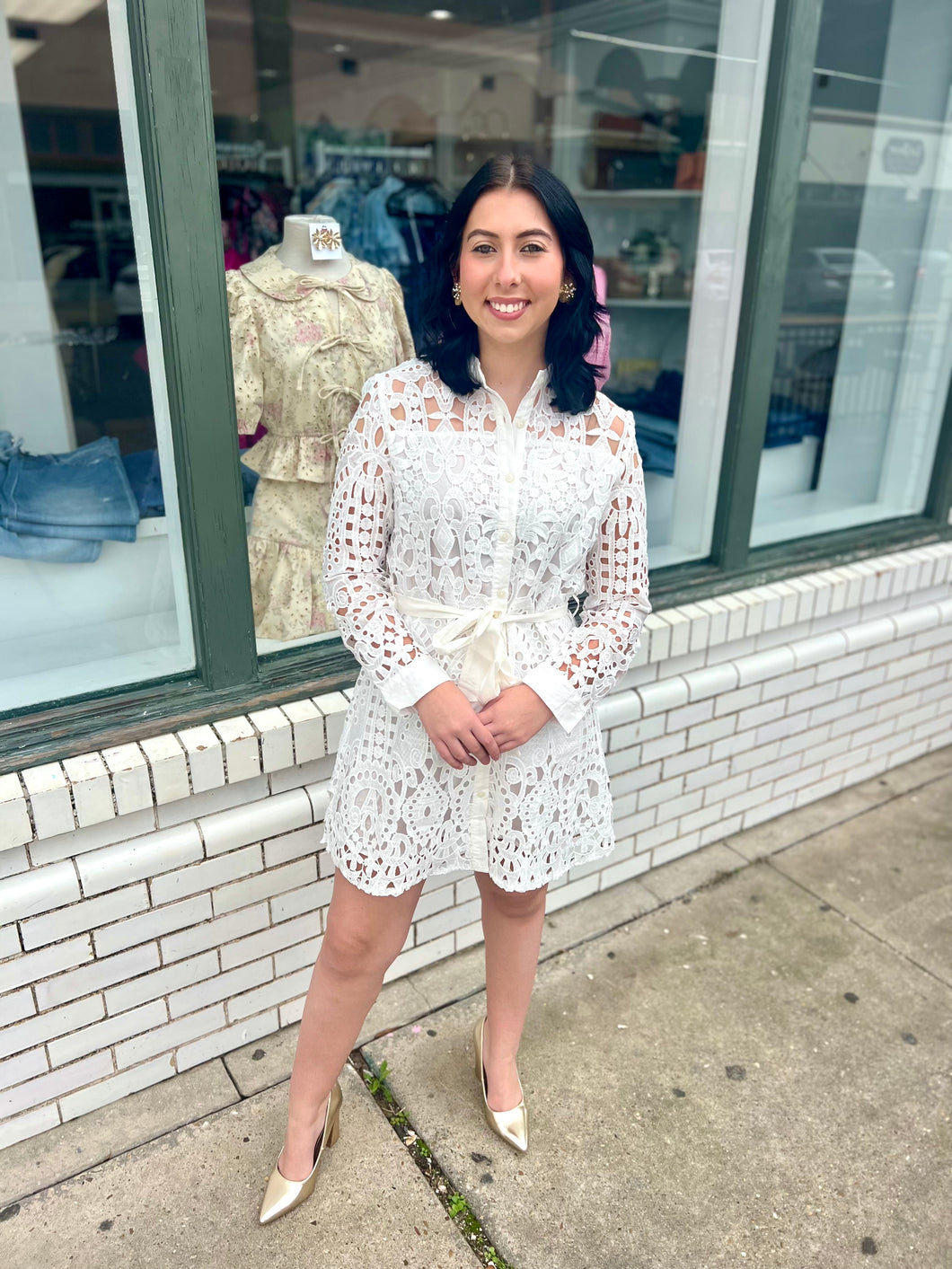 As I Am Eyelet Sleeve-White