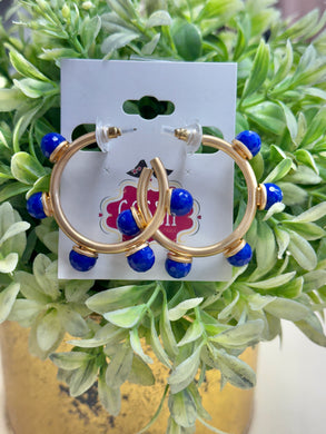 Resin Beaded Hoops-Blue