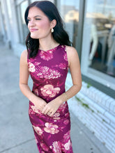 Load image into Gallery viewer, Wine &amp; Wildflowers Midi Dress
