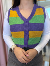 Load image into Gallery viewer, Mardi Gras Color Block Sweater Vest