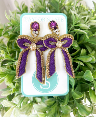 GEAUX Beaded Bow Earrings