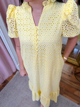 Load image into Gallery viewer, The Eyelet of My Dreams Midi Dress-Yellow