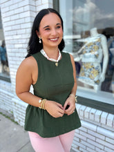 Load image into Gallery viewer, The Sweet Sophistication Peplum-Dark Green