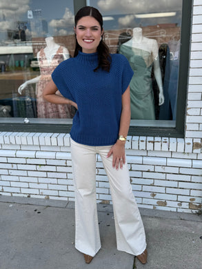 New Romantics Sweater Vest-Dusty Blue
