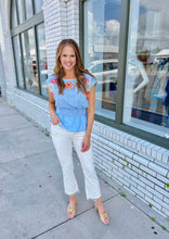 Load image into Gallery viewer, Blushing Blues Peplum Top