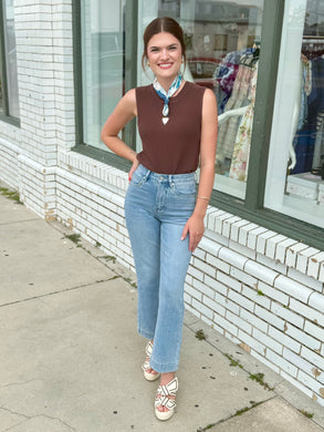 It's All Me Sleeveless Knit-Brown