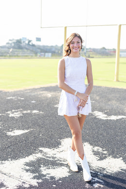 Varsity Vibes Gingham Romper