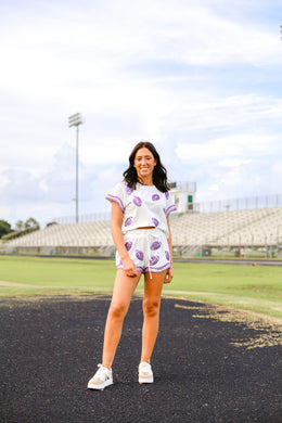 Shine On Game Day Shorts-Purple