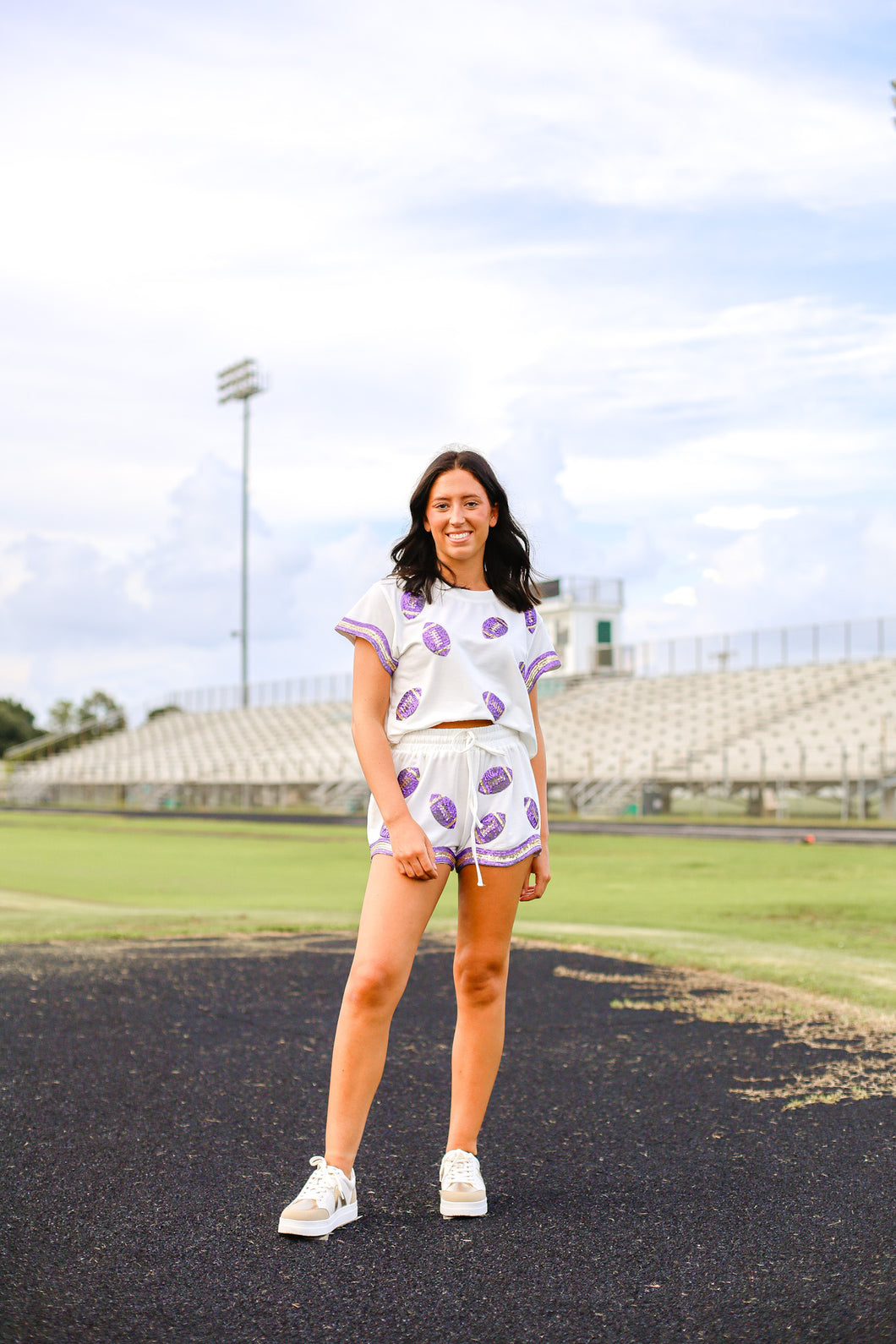 Shine On Game Day Shorts-Purple