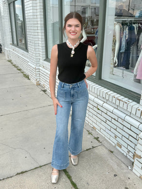 It's All Me Sleeveless Knit Top-Black