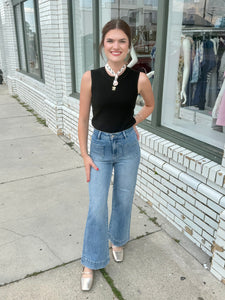 It's All Me Sleeveless Knit Top-Black