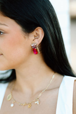Crystal Gem Studs-Pink