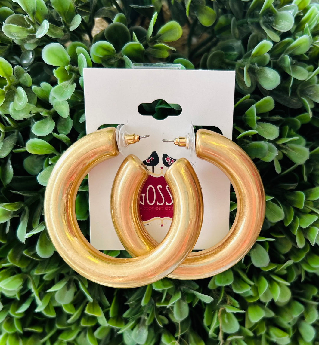 Worn Gold Large Hoops