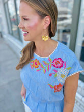 Load image into Gallery viewer, Blushing Blues Peplum Top