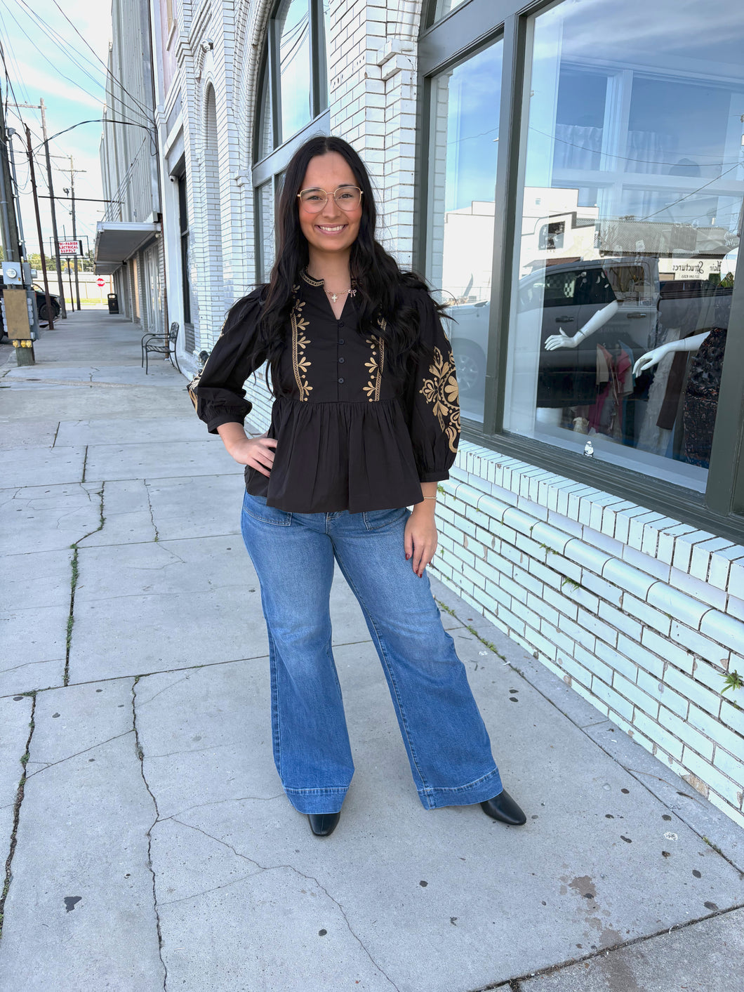 Golden Garden Embroidered Top