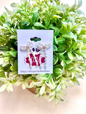 Dainty Pearl Bow Earrings