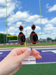 Glitz & Glam Beaded Football Earrings