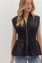 Load image into Gallery viewer, Classy Celebrations Zip Front Top-Black