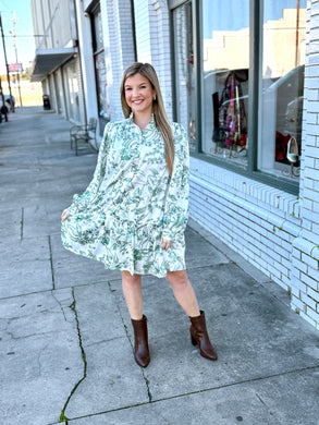 Vintage Dreams Floral Dress-Green