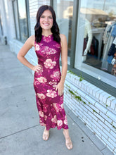 Load image into Gallery viewer, Wine &amp; Wildflowers Midi Dress