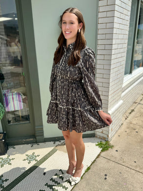 Midnight Orchard Dress-Charcoal