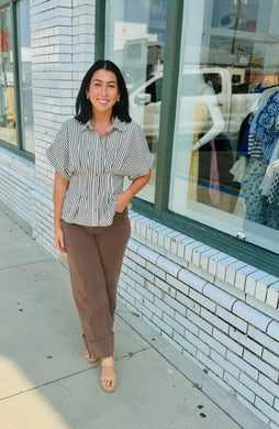 Gone Again Striped Top-Black