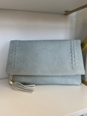 Whipstitch Crossbody-Dusty Blue