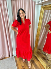 Load image into Gallery viewer, The Eyelet of My Dreams Midi Dress-Red