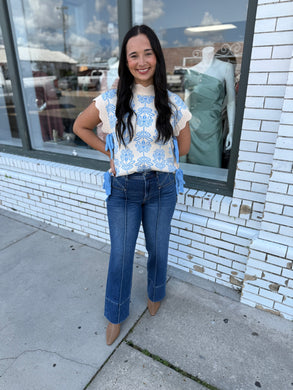 The Cozy in Bloom Knit Sweater-Baby Blue