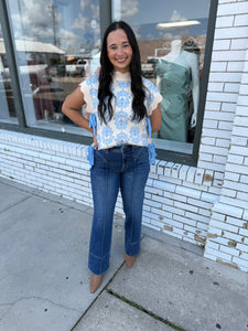 The Cozy in Bloom Knit Sweater-Baby Blue