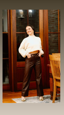 Sleek Vibe Leather Pants-Brown