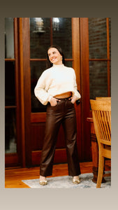 Sleek Vibe Leather Pants-Brown