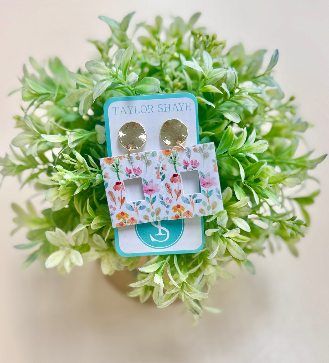 Naomi Floral Rectangle Drops