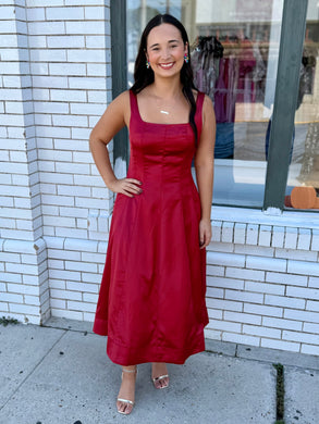 The Sweetest Harmony Midi Dress-Cherry