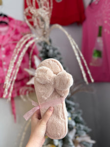 Bow Cozy Slipper-Light Pink