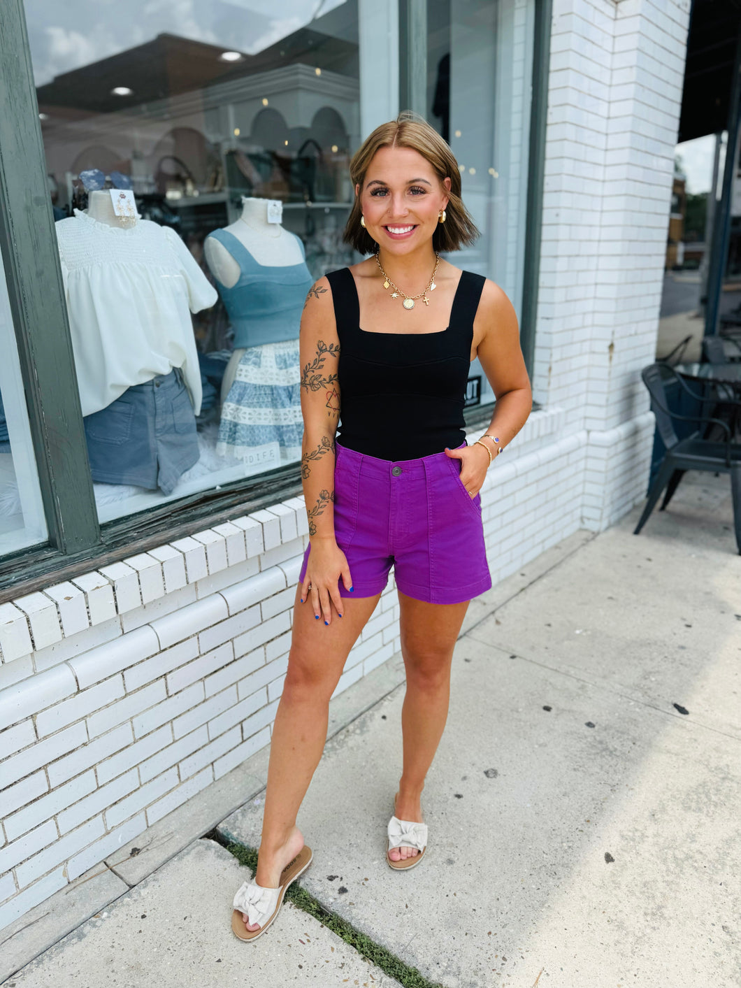 Petal Punch Colored Denim Shorts
