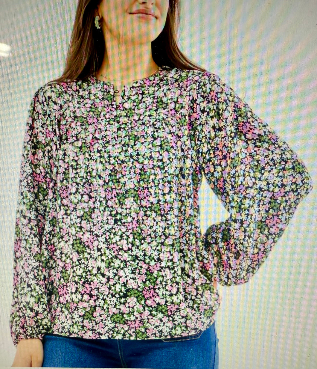The Flora Frenzy Top-Black